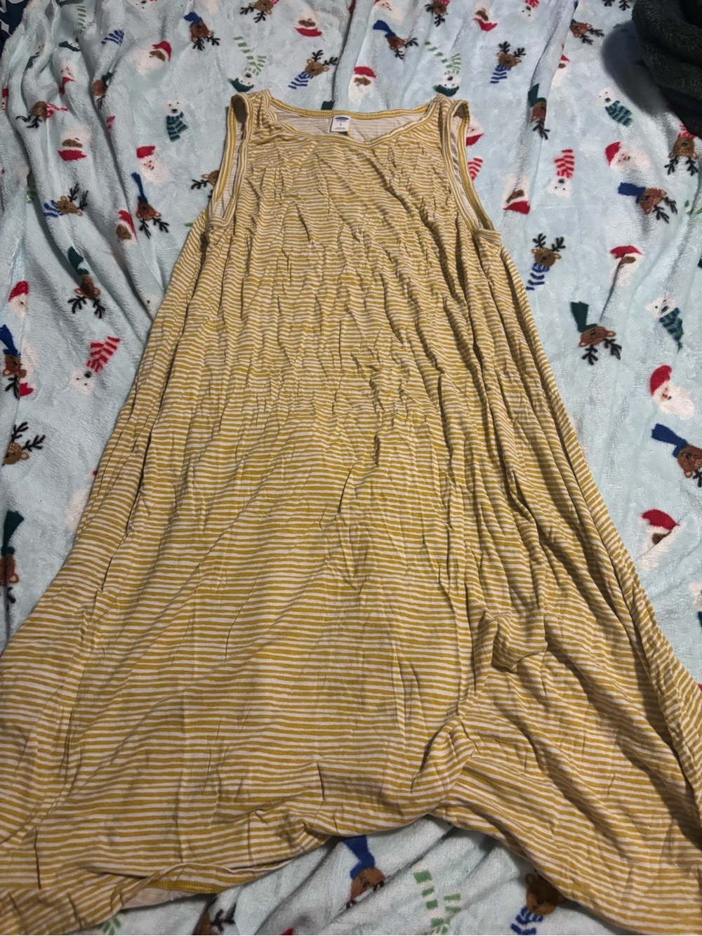 Old Navy Yellow & White Striped Sleeveless knee length Dress